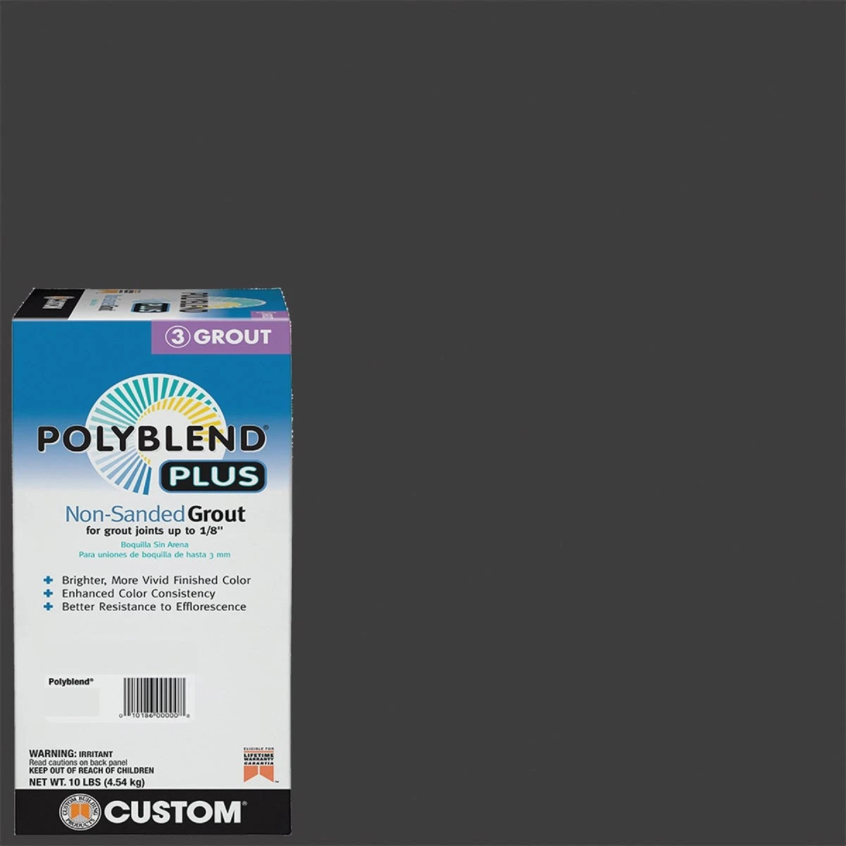 NEW Custom Building Products PolyBlend PLUS 10 Lb. Charcoal Non-Sanded Tile Grout.