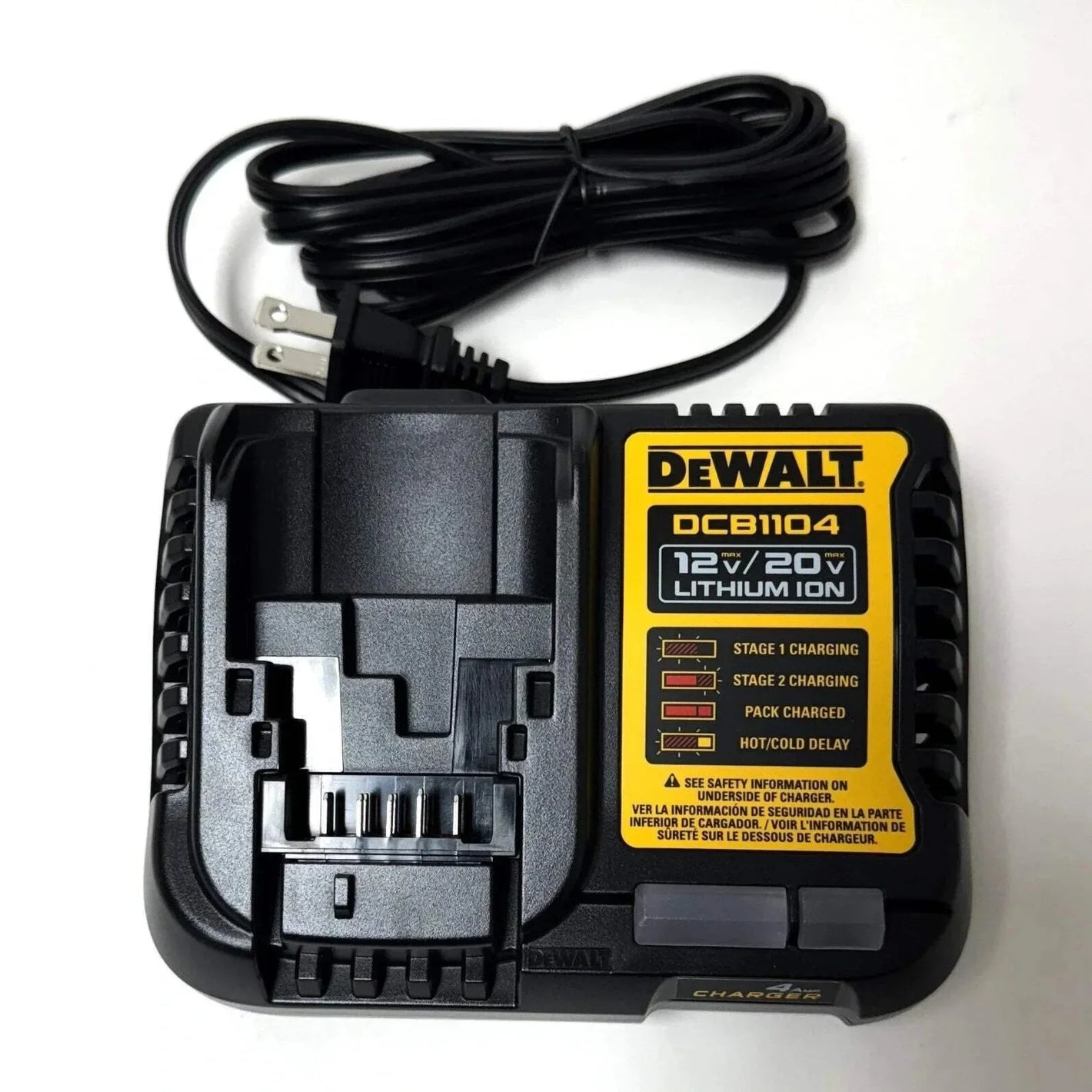 OPEN BOX OEM DEWALT DCB1104 12V MAX / 20V MAX / FLEXVOLT 4 Amp Charger.