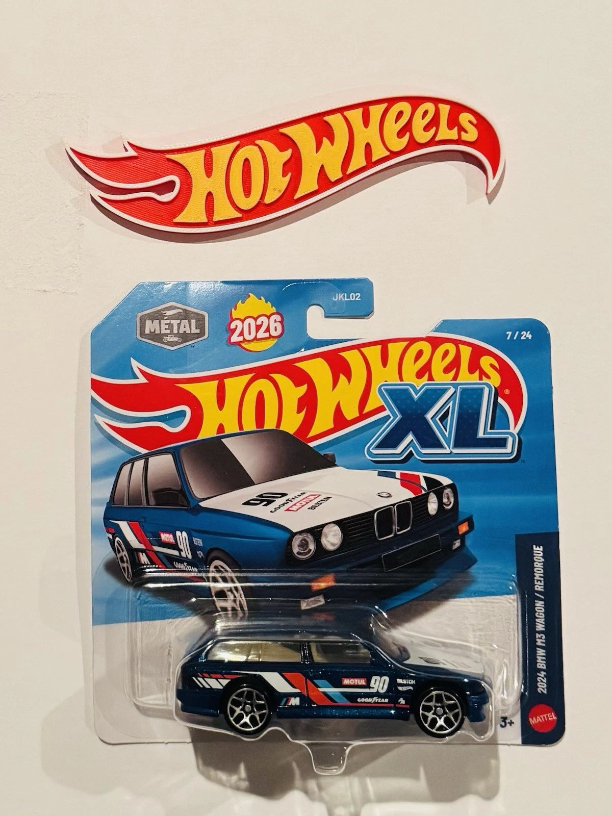 Hot Wheels car in packaging with visible branding