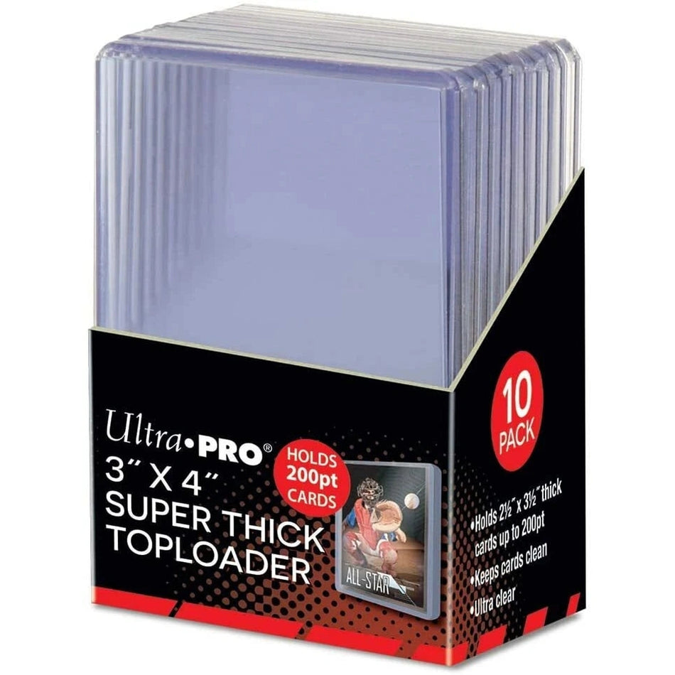 Ultra Pro 3" X 4" Thick Toploader-Holds 200pt Cards 10 Count NEW TOP LOADER