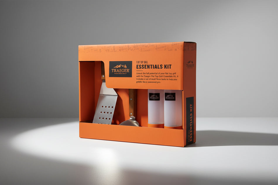 Traeger Essentials Kit packaging with grill tools inside