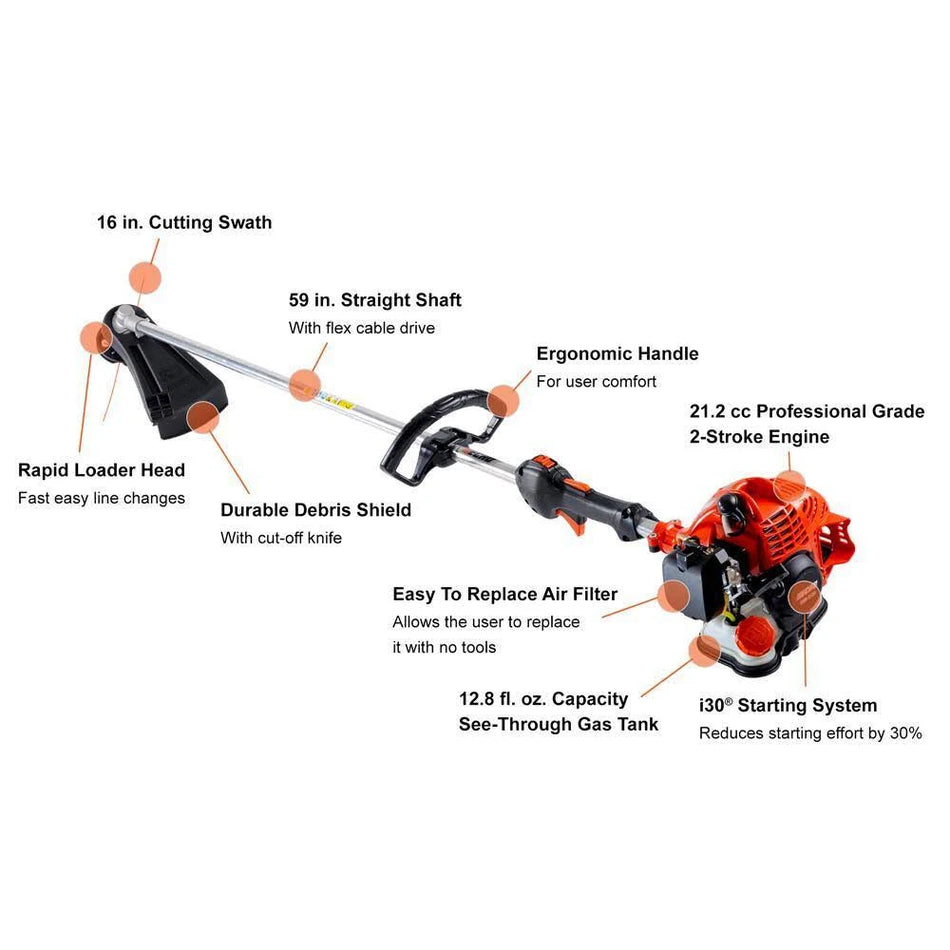 ECHO 21.2 cc USED Gas 2-Stroke Straight Shaft String Trimmer 16 in. Cutting